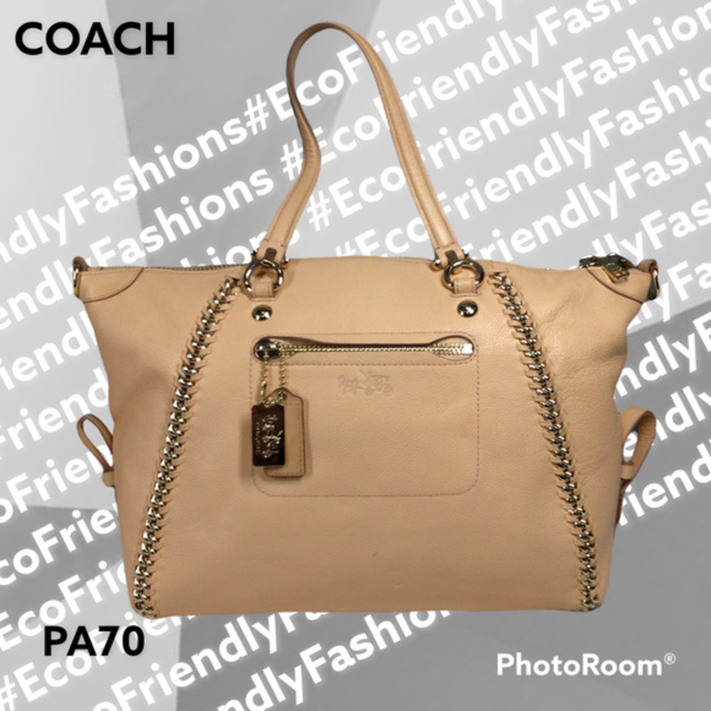 COACH Prairie Whiplash Leather Handbag Shoulder Bag Apricot